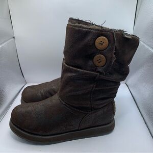 Skechers Australia Womens 7 Boots Keepsakes Tall Suede brown Roll Over Faux Fur